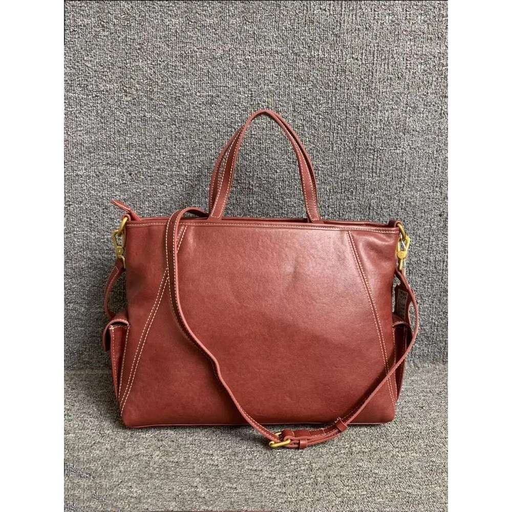 Designer Office Ladies Solid Color Cowskin Genuine Leather Tote Handbag Zipper Fashion Single Shoulder Bag Women Crossbody Bags Bag