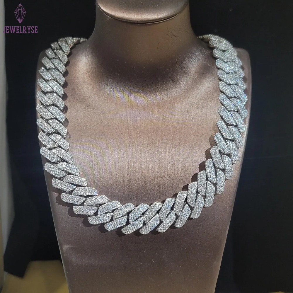 Men's Iced Out Cuban Link Chain with VVS Moissanite Custom Designer Bracelet Jewelry