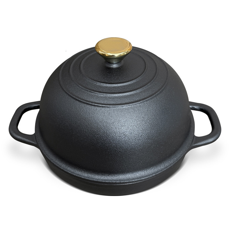 Cast iron enamel black bread pan for baking European style bread dual-purpose pan with double ears flat bottomed frying pan for baking bread diameter 
