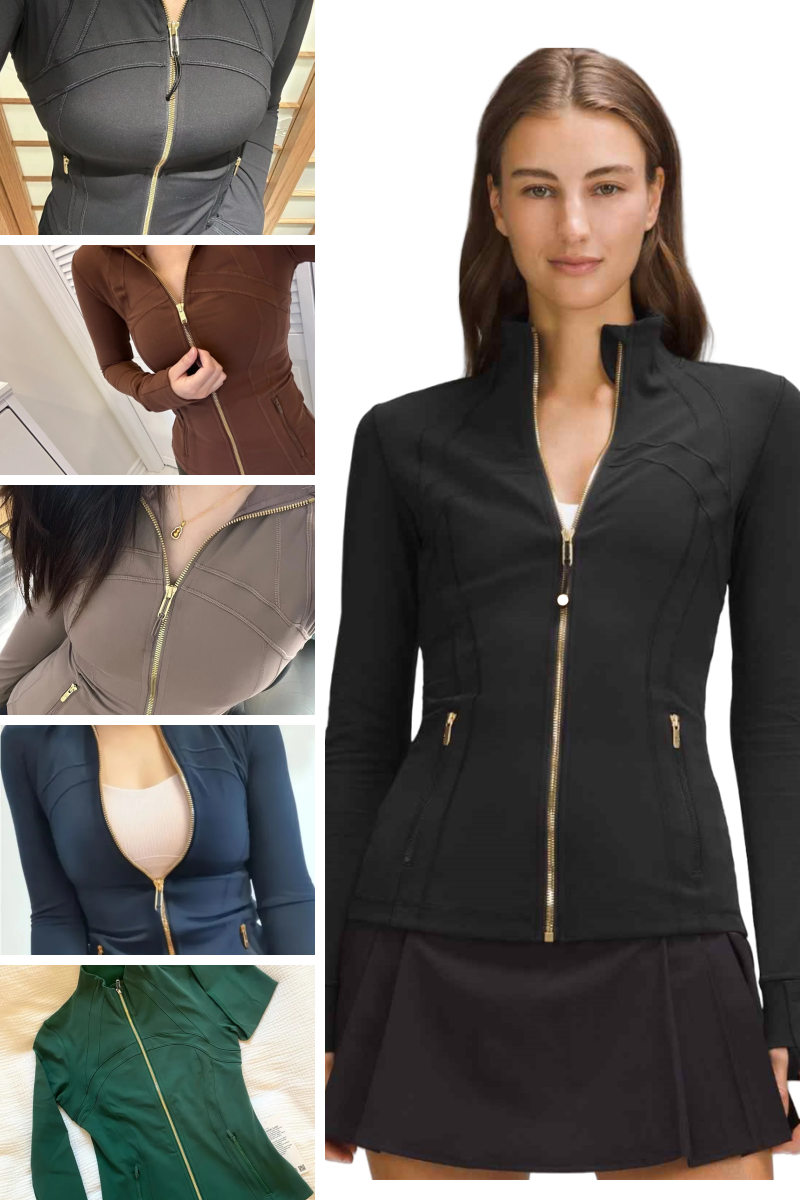 Yoga Jacket Define Cropped With Gold Zipper Women Long Sleeve Sport Coat Fiess Gym Breathable Sweatshirt Jogging Sportwear Jackets gym set