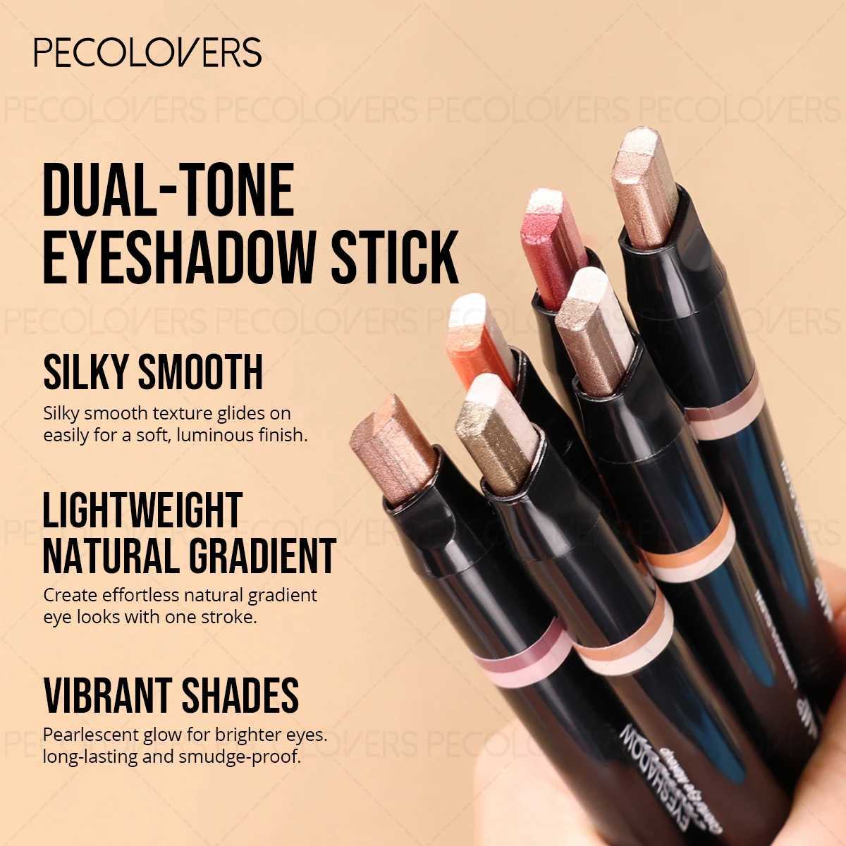 Dual-Color Shimmer Eyeshadow Stick - Long-Lasting Waterproof Cream Eyeshadow Pencil Brown Perfect For Party Eye MakeupT251122