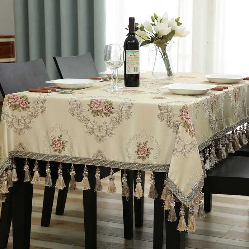 European Luxury Tassels Embroidered Tablecloth Rectangular Square Round Dining Coffee Table Cover Party Event Decor C251122