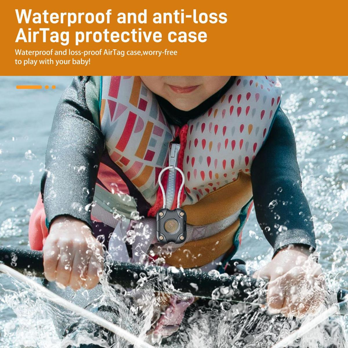 Waterproof Airtag protective case cover for Apple AirTag anti-lost device, wire rope lock, schoolbag lock, suitcase.