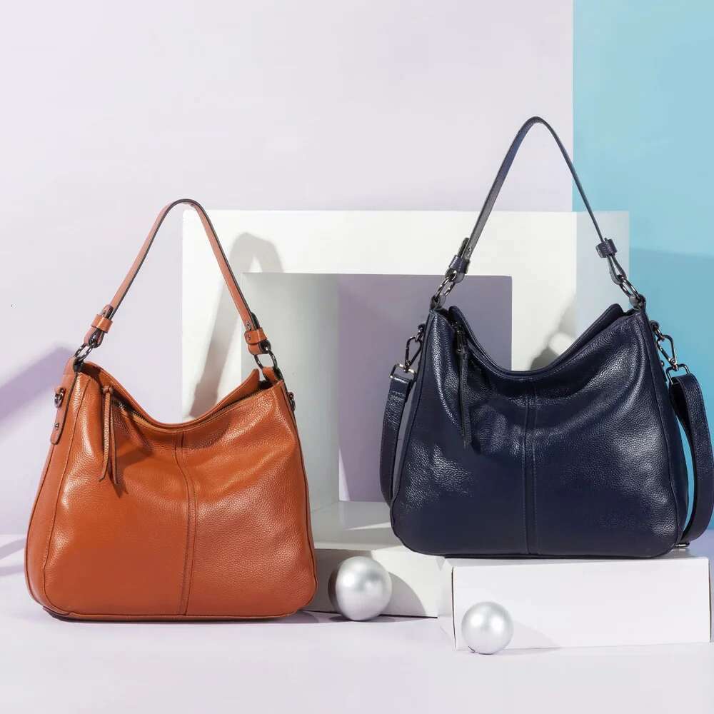 Zency Genuine Leather Elegant Women Shoulder Bag Classic Black Hobos Roomy Casual Tote Handbag Crossbody Messenger Grey Bag