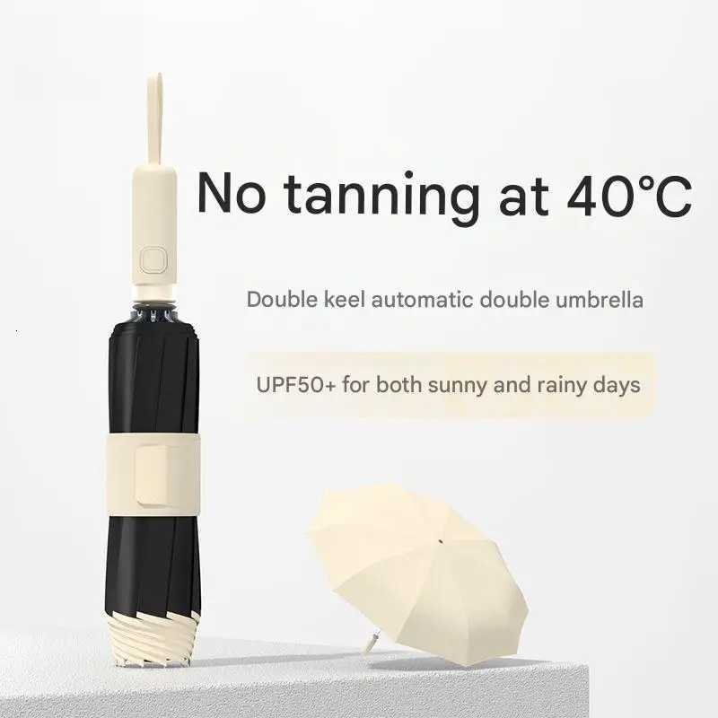 High-end Double Keel Parasol Sun Umbrella Heat Insulation Sunscreen Fully Automatic Anti-ultraviolet Reverse Folding UmbrellaM251122