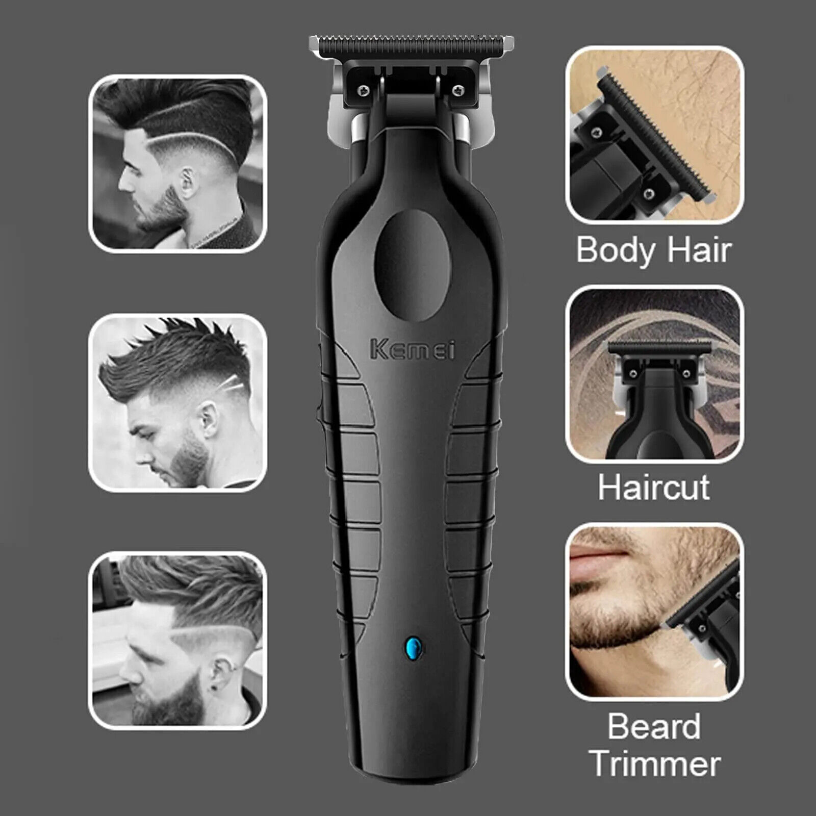 Kemei Men's Cordless Hair Clipper Electric Hair Clipper Zero Gap Trimmer HairCut