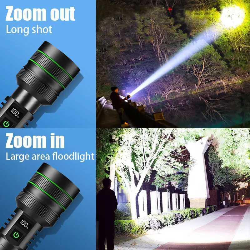 20000000LM Most Powerful LED Flashlight Rechargeable Type-c Flashlight Long Range 2000M Tactical Torch Light For Fishing Hunting C251122