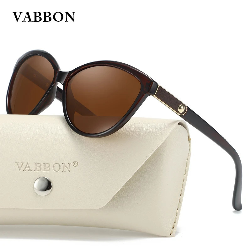 VABBON Sunglasses For Womens Trendy Round Face Personality Inlaid Leather Polarized Retro Uv Protection 8632 251114