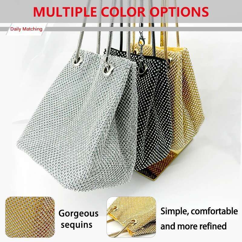 Fashion full dia wedding party multicolor rhie chain handbag messenger Christmas gift ladies evening bag designer bag women bag