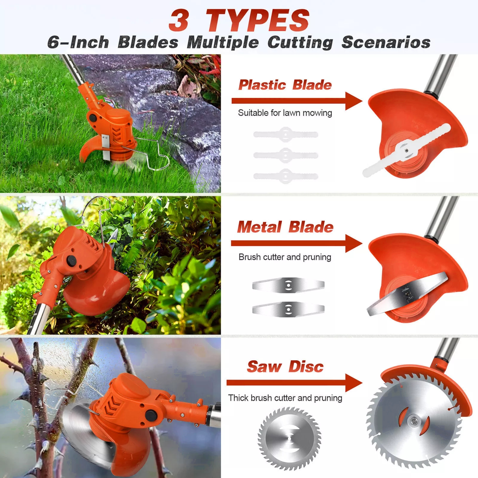 Electric Cordless Grass Trimmer, Battery Operated Weed Eaters, 21V Mower, Weed Lawn Edger Eater, Electric Grass Cuting Machine with Wheels