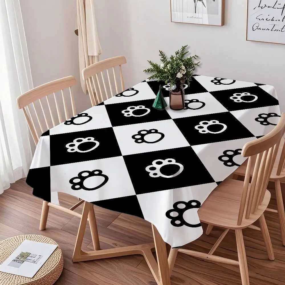 Animal Paw Print Cat/Dog Rectangle Tablecloth - Waterproof Easy Clean For Dinners Parties Picnics C251122