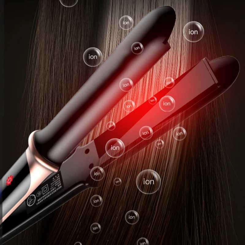 Portable 2-in-1 LCD Display Ceramic Plate Hair Straightener Iron Electric Hair Brush for Household UseT251122