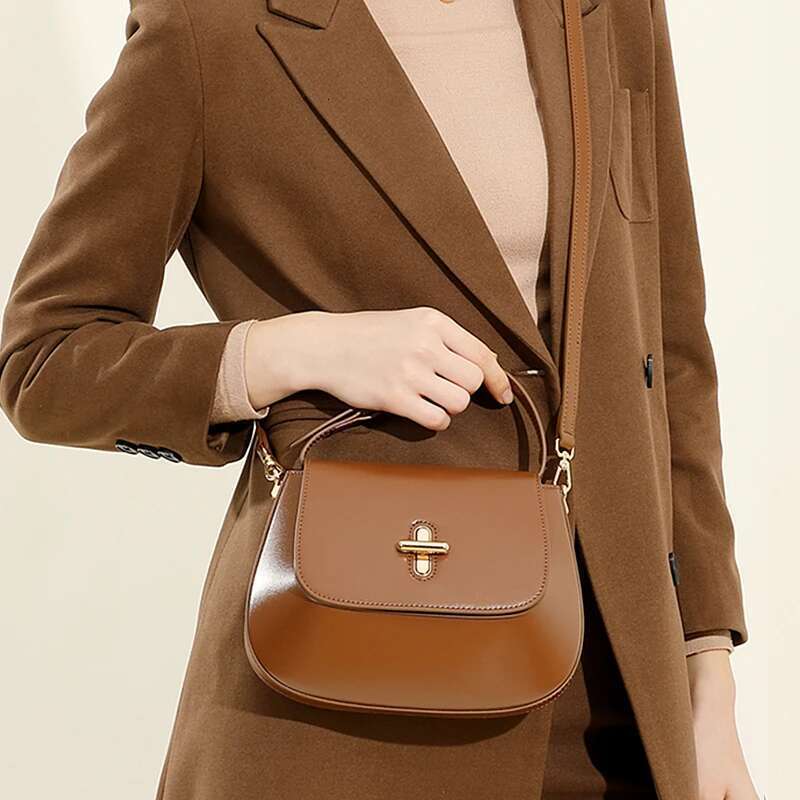 Hifashion Genuine Leather Saddle Small Shoulder Crossbody Bags For Women Trend Designer Purses Tote Ladies Handbags Bag Bag