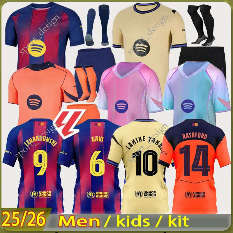 LEWANDOWSKI Barcelone Soccer Jerseys PEDRI GAVI Football Jersey Fan Player 2025 2026 BarcelonaTracksuit RAPHINHA Home away Men Kids kit uniforms