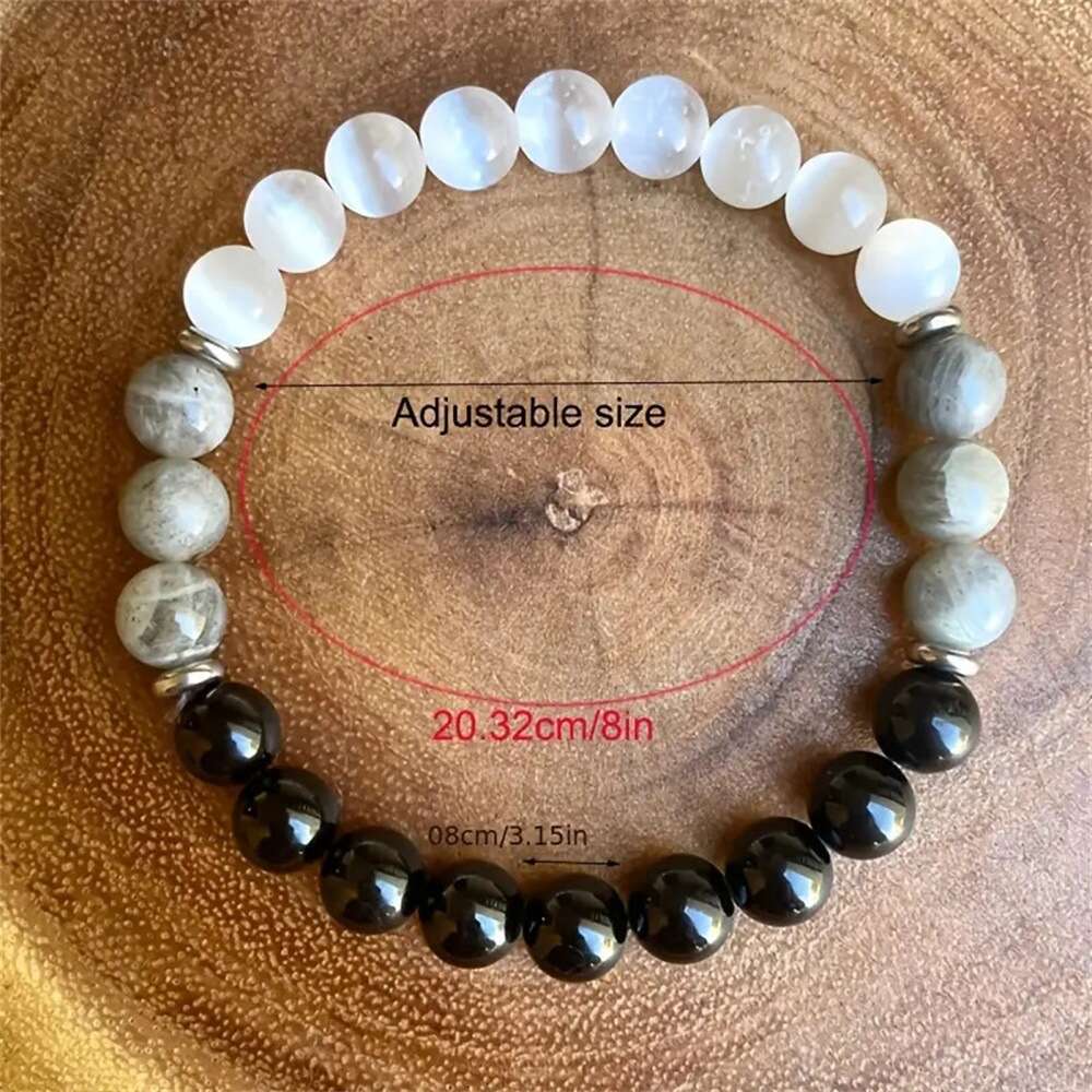 White Cat Eye Natural Map Stone Beaded for Men and Women High end Jewelry Instagram Style Bracelet