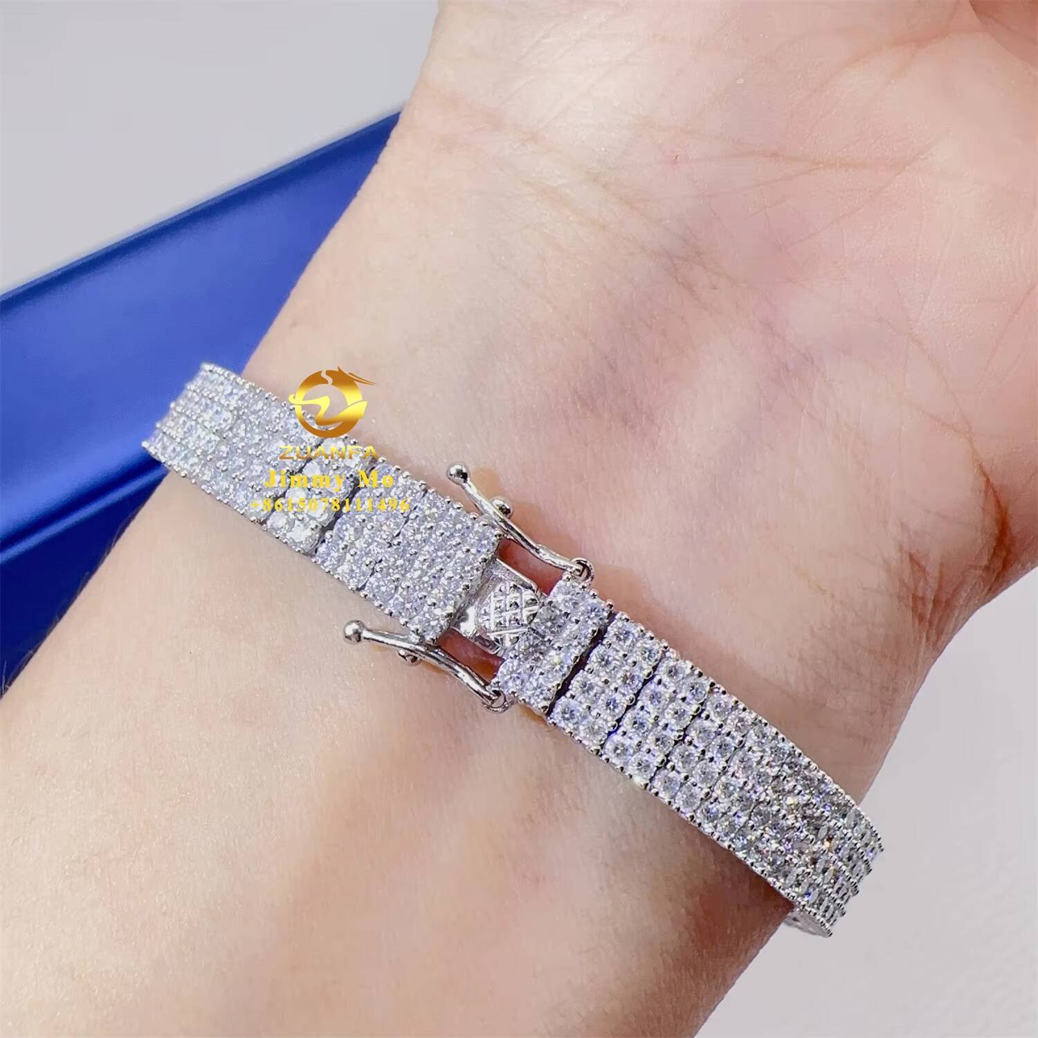 GRA Certificates Luxury 925 Sterling Silver Iced Out Hip Hop Fire Jewelry VVS Moissanite Cluster Tennis Bracelet