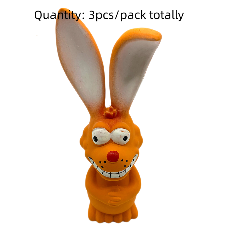 Latex Chewy Squeaky Dog Toy Interactive Soft Rubber Screaming Rabbit Shaped Dog Toy for Medium Dogs 3pcs/Pack