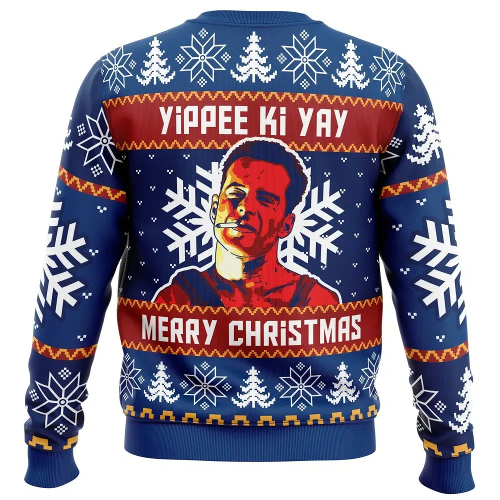 Yippee Ki Yay Die Hard Print Mens Ugly Christmas Crewneck Sweatshirt Soft Comfy Stylish Relaxed-Fit Plus Size Autumn Winter251120