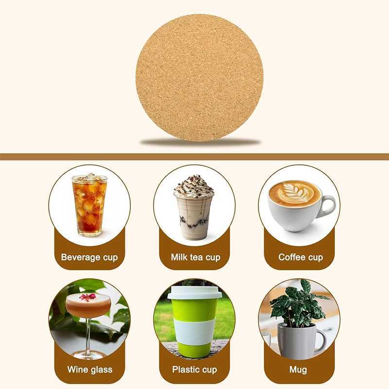 10PCS Cork Coaster for Drink 90mm/354inch Round Absorbent Reusable Cork Mats Blank Coasters for Wine Glass Cup Mug DIY Crafts C251122