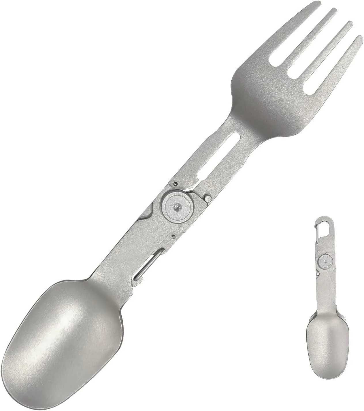 Pure Titanium Outdoor Tableware Camping With Folding Spoon and Fork ComboPerfect for HikingCampingor Backpacking Trips J251121