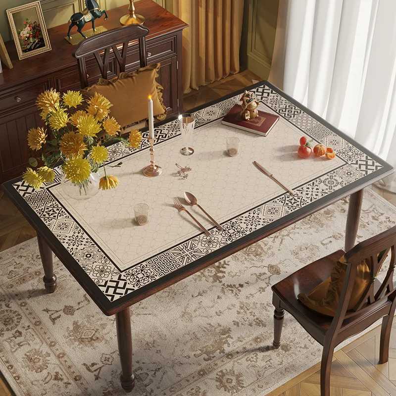 French Pastoral Leather Tablecloth Simple Print Exquisite Tea Table Cloth Home Decor Waterproof Non-slip Leather Table Mats C251122