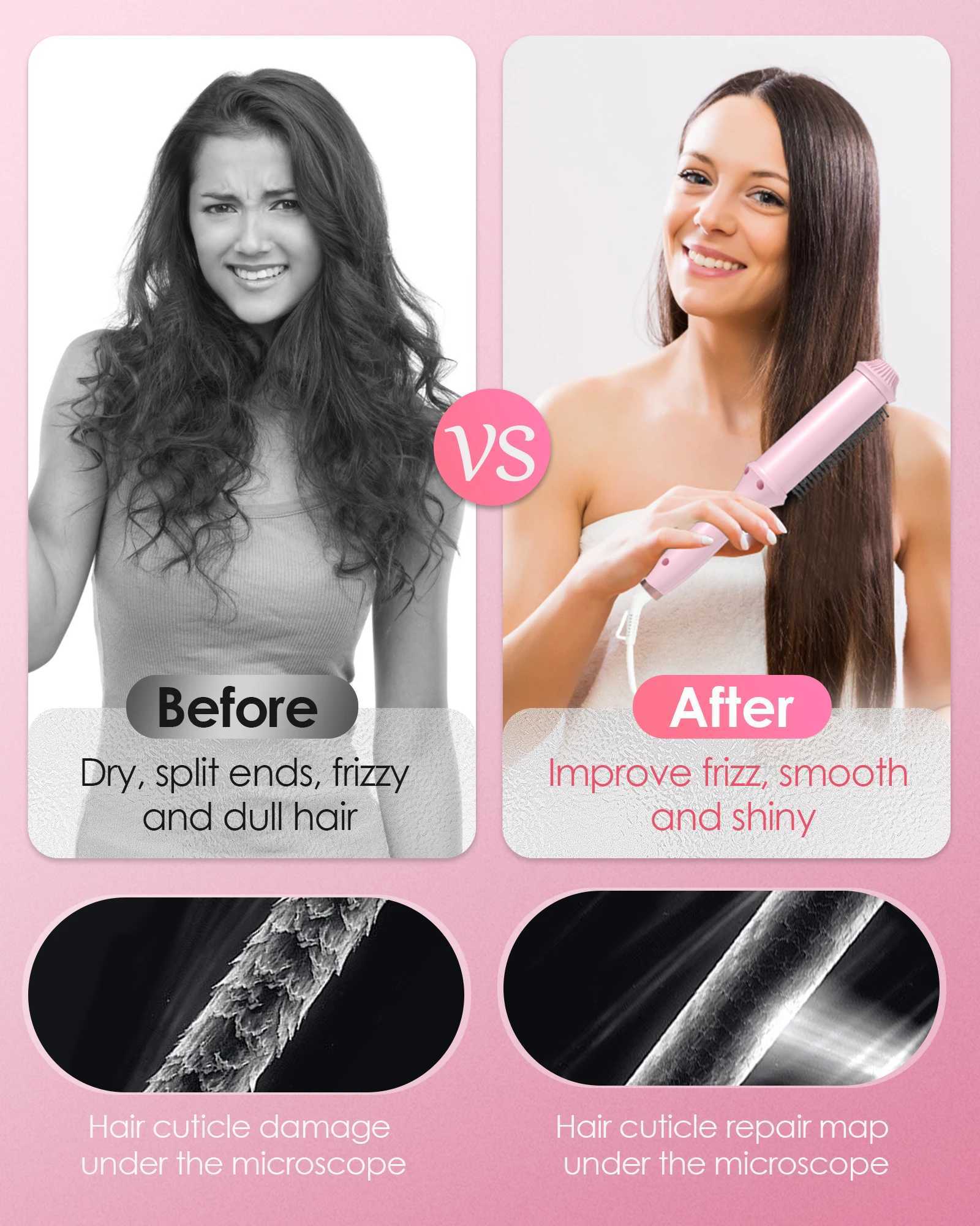 Ionic Hair Straightener Brush 4 Temps 30s HeatingAuto-Off Anti-Scald Ceramic Straightening Comb Fast Heating for Home SalonT251122