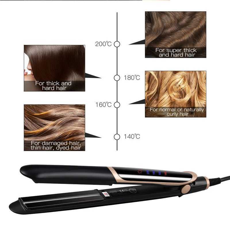 2-in-1 Salon Grade Ceramic Plate Hair Straightener with LCD Display Tourmaline and Infrared Electric for Household Hotel UseT251122