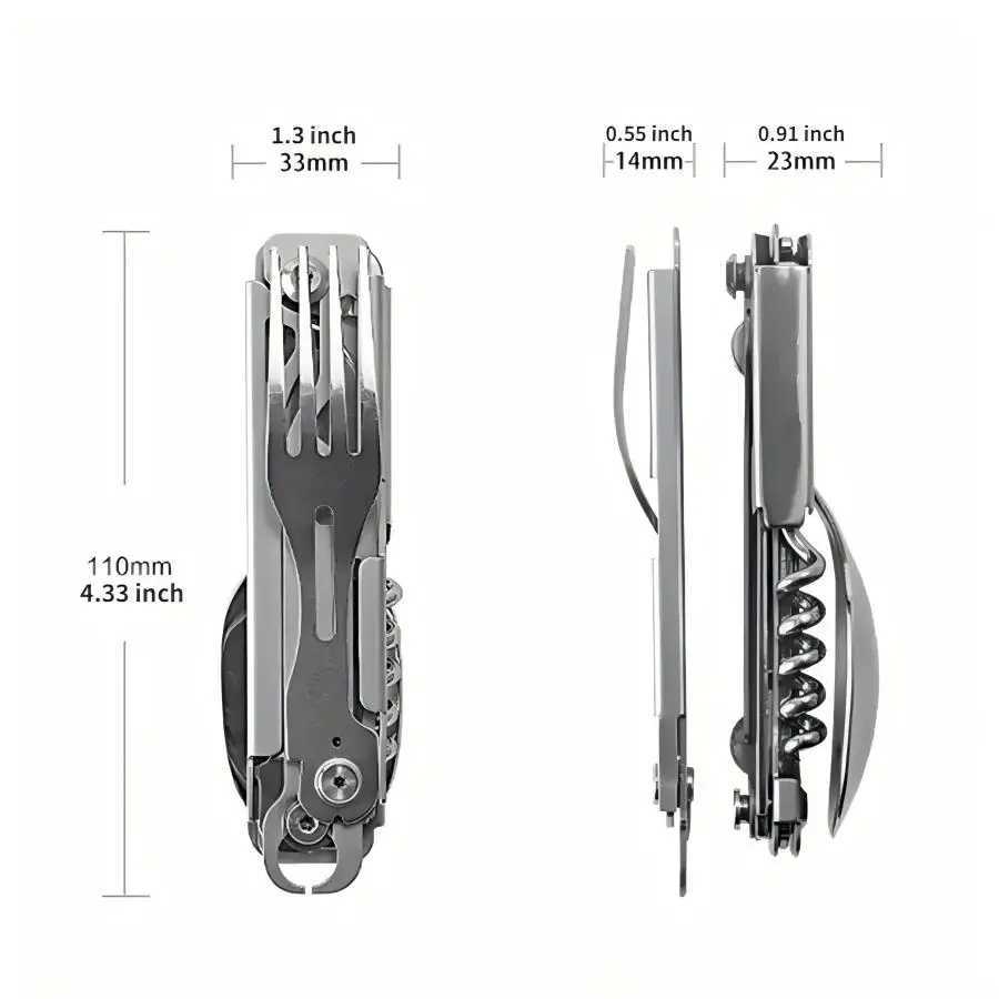 1 pc 6 in 1 Multifunctional Folding Outdoor Tableware Camping Portable Meal Knife Fork Spoon Bottle Outdoor Camping Cookware J251121