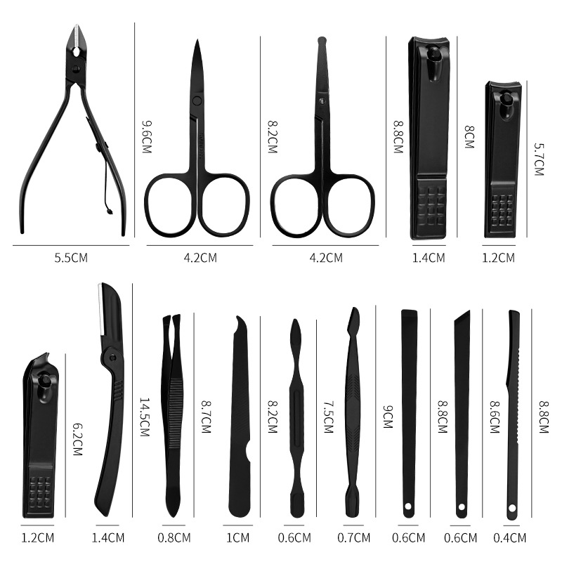 24Pcs/set Manicure Pedicure Set Nail Clipper Eyebrow Tweezer Scissor StainlessSteel Cutter Trimmer Cuticle Pusher Dead Skin Nipper Remover Nails Tool