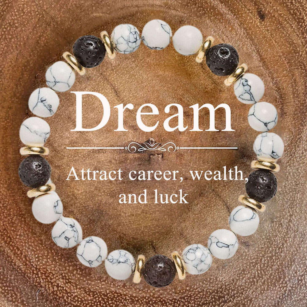 New men's and women's universal white turquoise volcanic stone chain bracelet Bracelet men