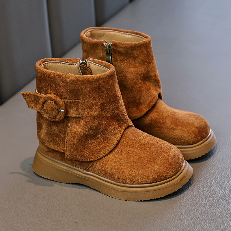 New designer shoes Autumn Winter New Suede Children s Ankle Boots Retro Fleece Lined Warm British Style Girls Fashion Martin Boots