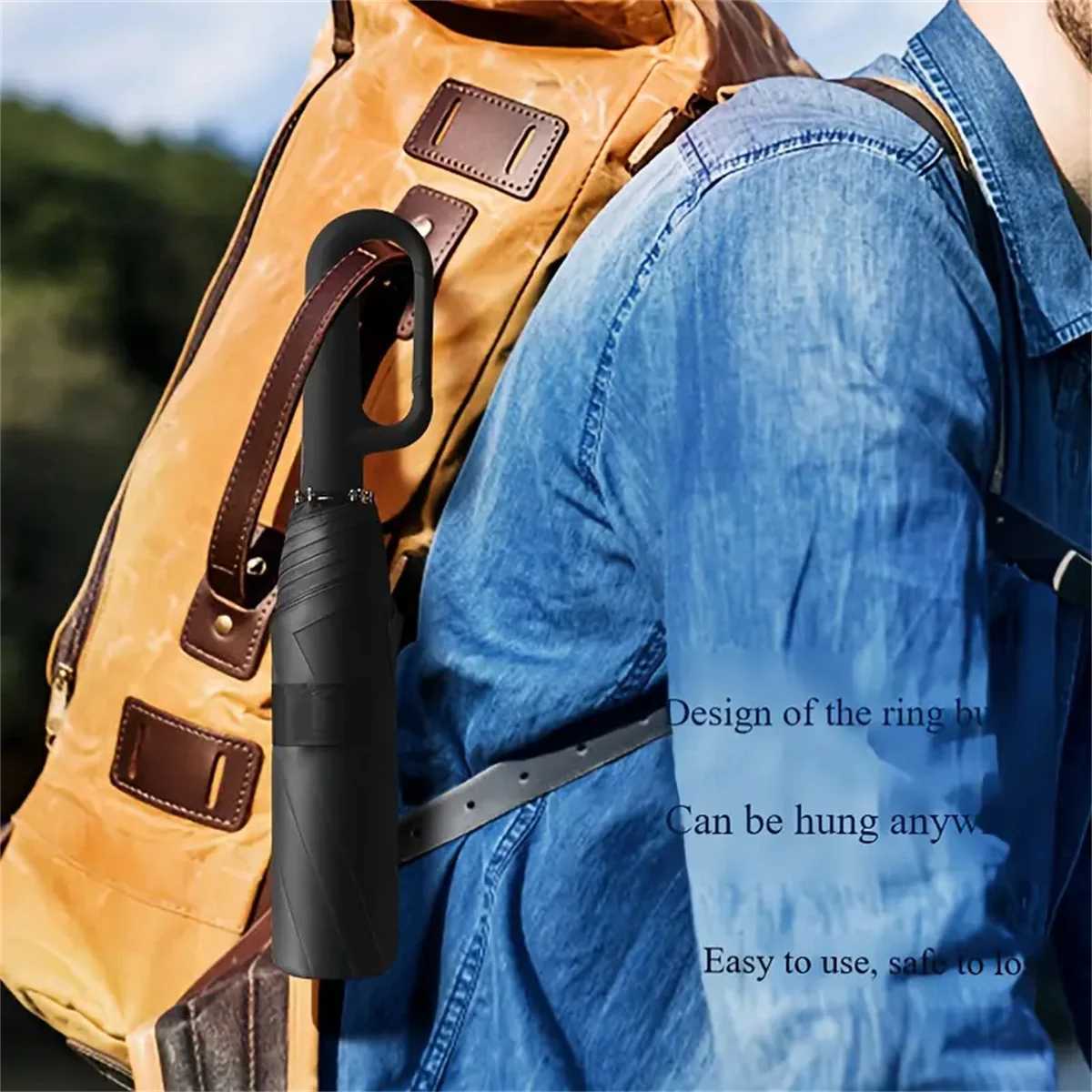 20Bones Windproof Fully Automatic Folding Umbrella with Loop Buckle UPF50 Protable Compact Sun Rain Umbrellas for Women and MenM251122