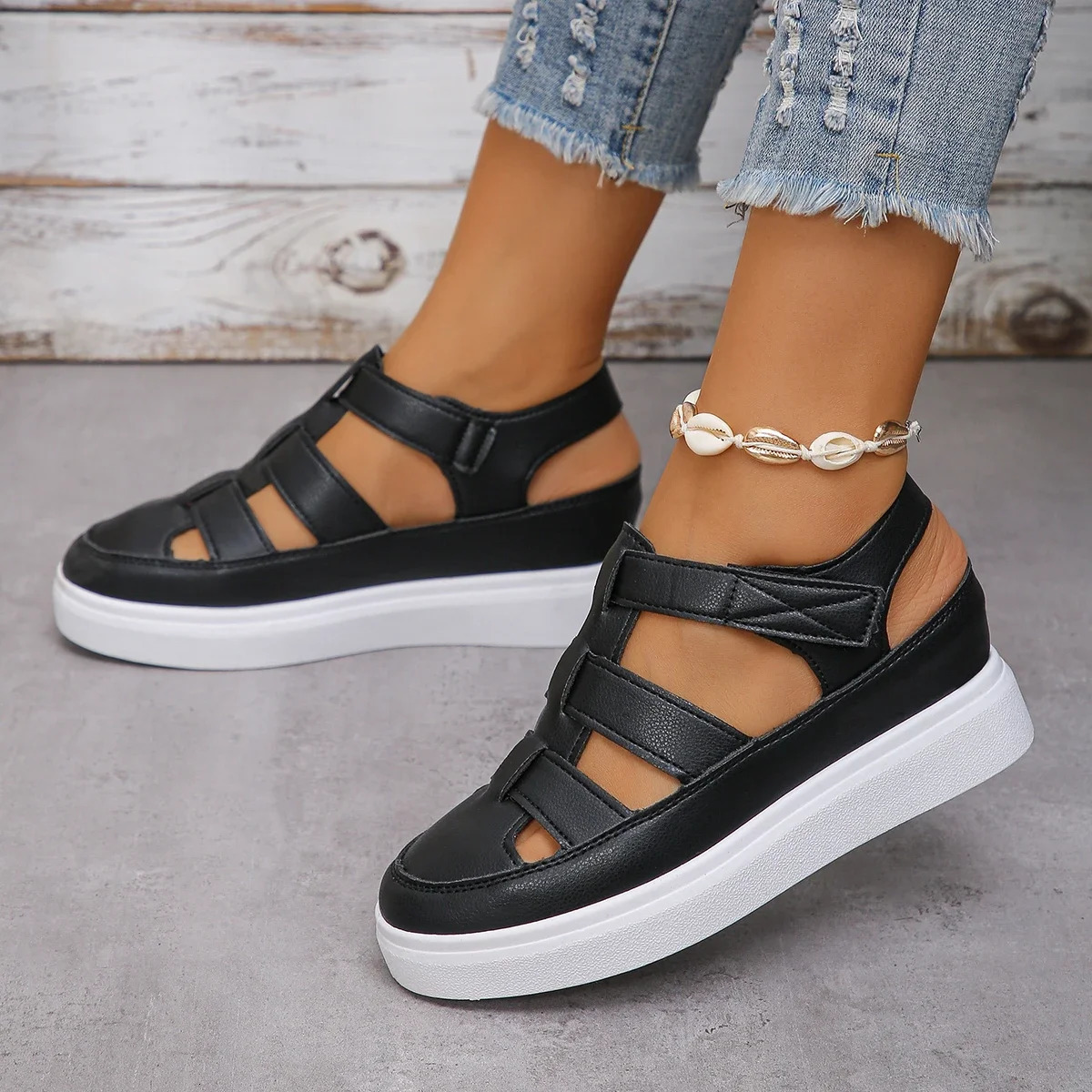 Womens Sandals Summer Wedge High Heels Platform Hollow Gladiator Thick Bottom 250421BJ - view 6