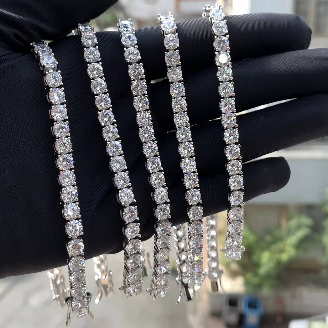 Stock Sales 6mm Moissanite Tennis Chain S925 Silver 18KT Gold Plated Shining Moissanite Bracelets