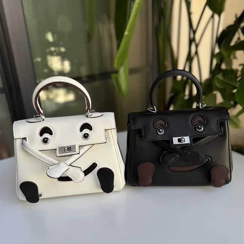 New Mini Shoulder Crossbody Leather Bag Womens Handbag Soft Top Layer Cowhide Toy Doll Design Smiley Face Handbag K251121