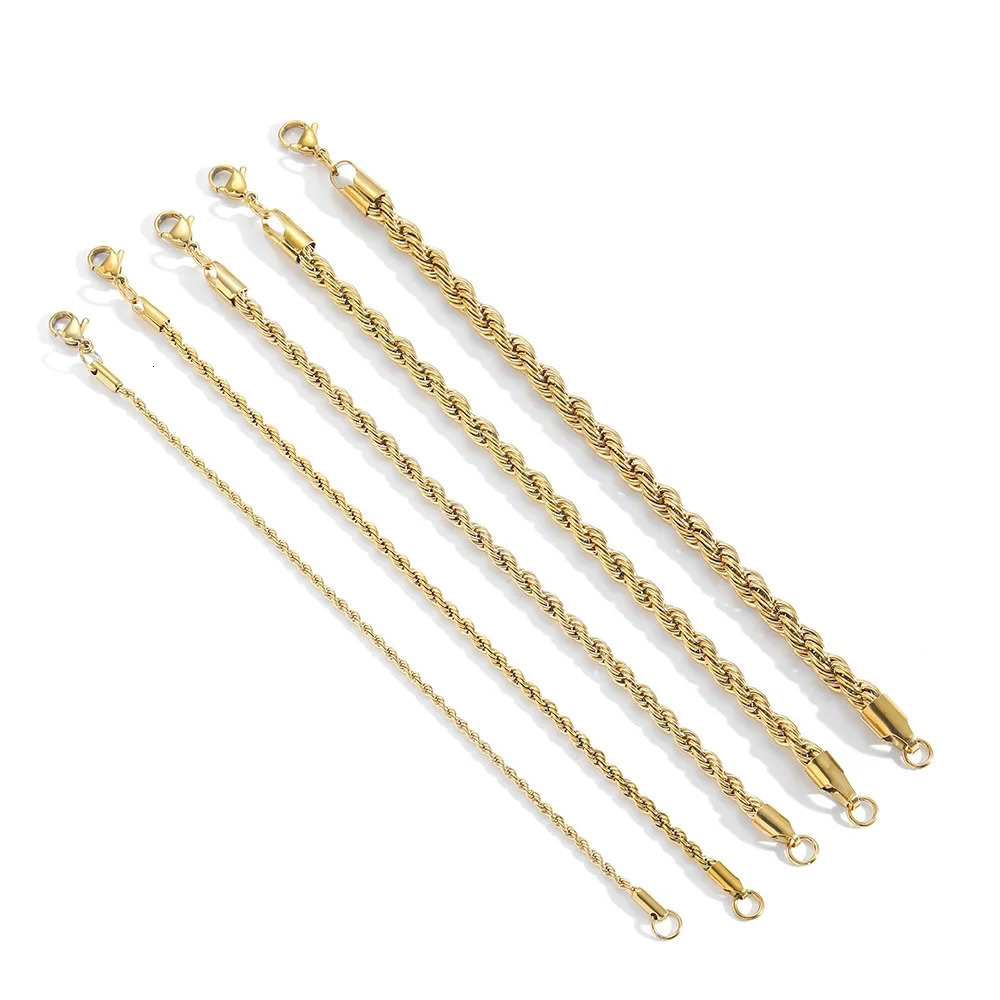 Stainless Steel Bracelet For Women Men 23456MM Gold Color Twisted Rope Chain Bangle Fashion Never Fade Jewelry Accessories 251113