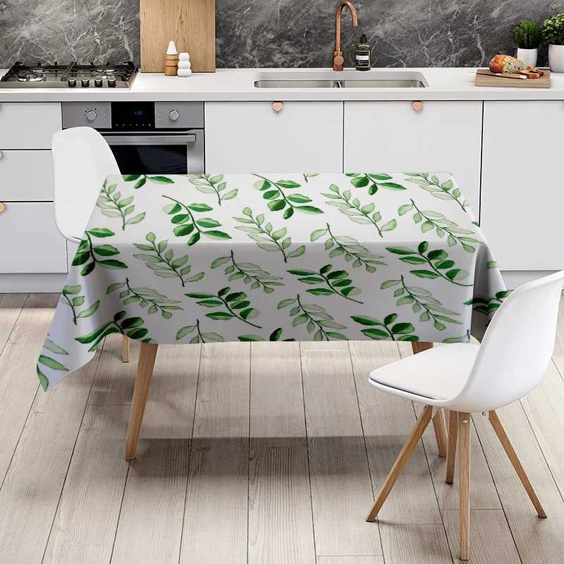Luxury Dining Table Cloth Green Leaves Print Universal Fit Cover for Home Decor Easy Washable Fabric Perfect Gift for Housewarmi C251122