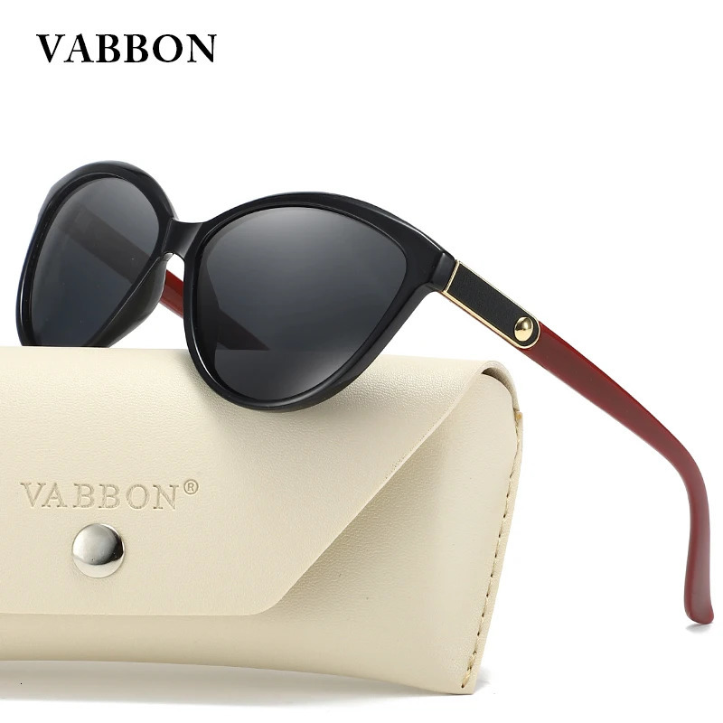 VABBON Sunglasses For Womens Trendy Round Face Personality Inlaid Leather Polarized Retro Uv Protection 8632 251114
