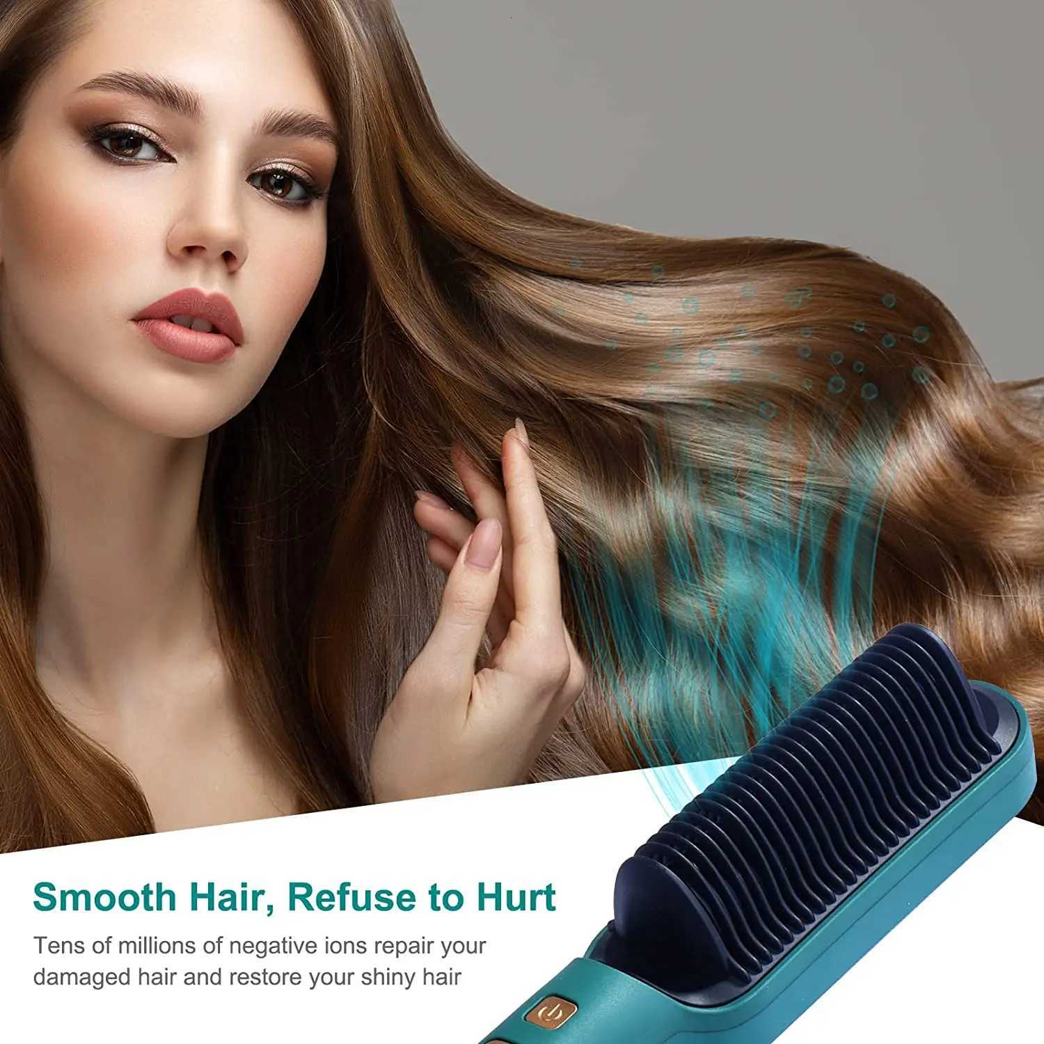Hair Straightener Brush LCD Hot Comb Wet And Dry Straightening Comb Tourmaline Ceramic Quick Heating Curler And StraighteningT251122