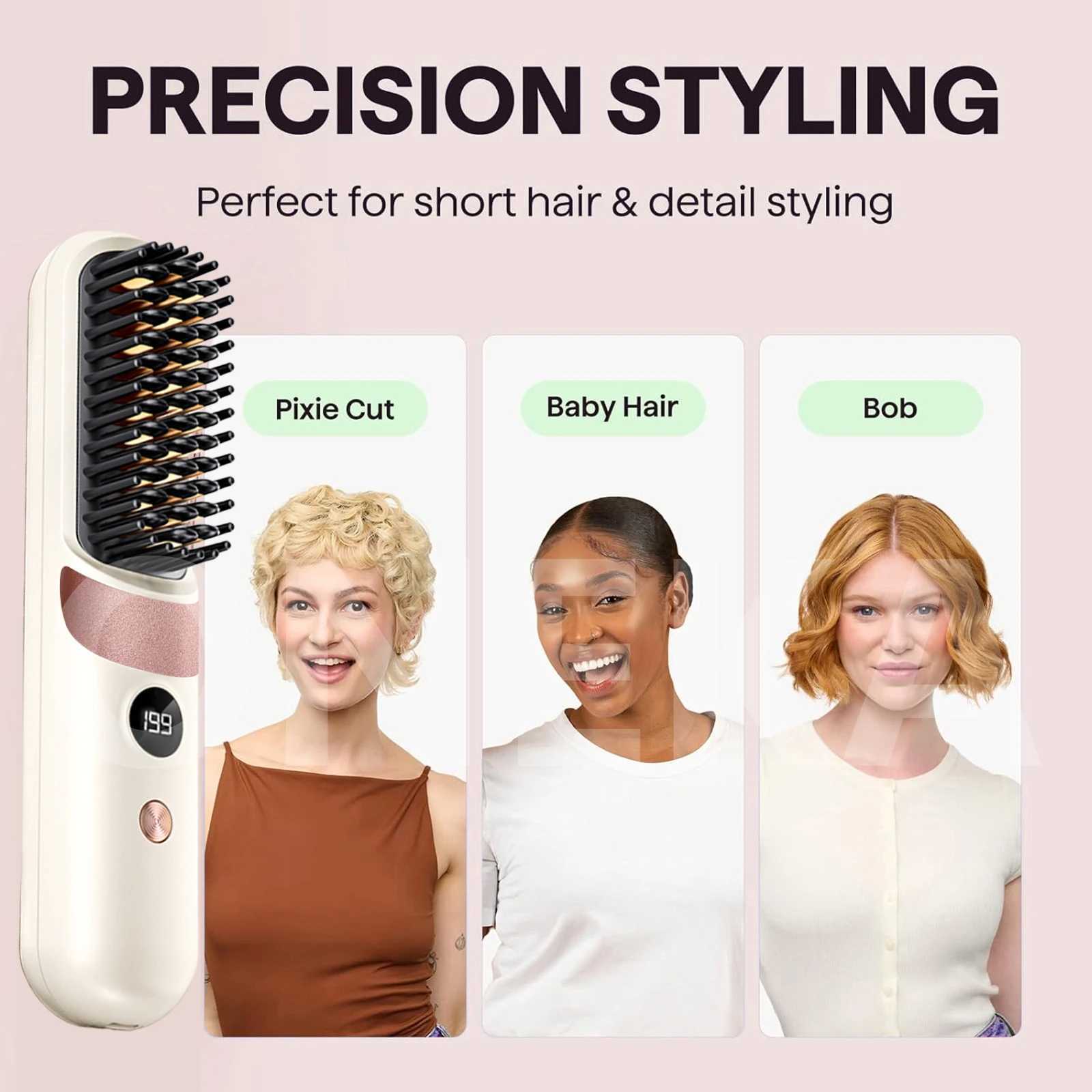 Cordless Rechargeable Small Flat Iron Short Hair Pixie Cut Bangs Mini Hair Straightener Brush Christmas Gift Idea For GirlT251122
