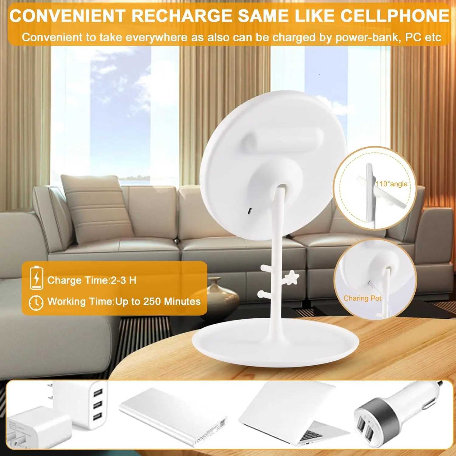 LED Makeup Mirror 3 Colors Dimmable Touch Rechargeable Stepless Dimming Vanity Mirror Detachable Travel Portable Makeup Supplies M251122