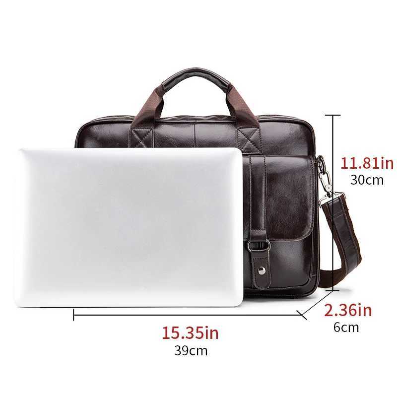 Genuine leather mens briefcase double-sided pockets large capacity computer bag diagonal cross handbag Z250421-1