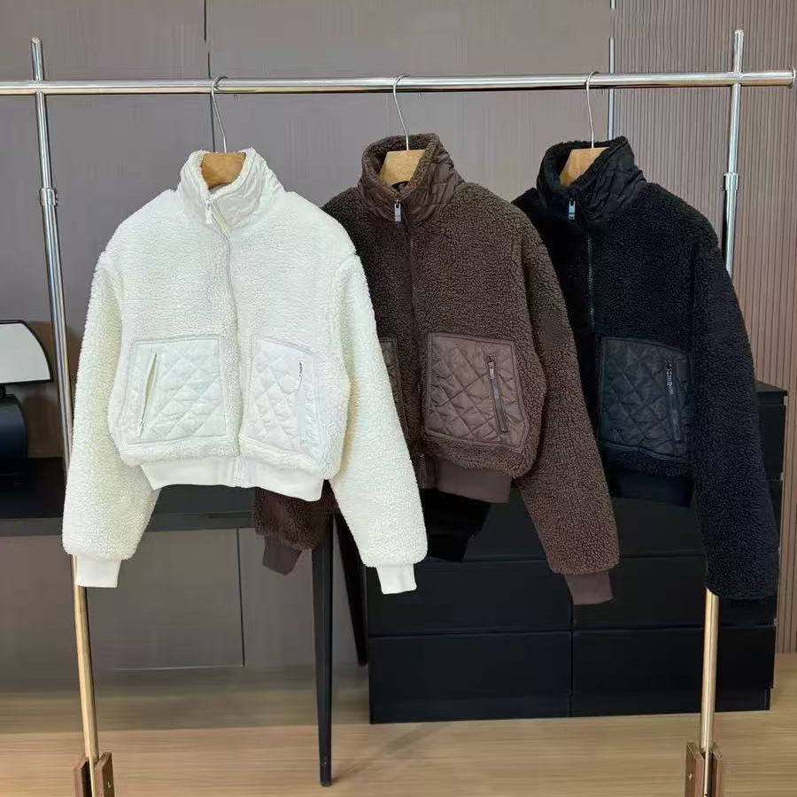 fur coat alofur coat alofleece women aljacket faux thick winter short coat Yoga jacket Designer jacket wool stand-up collar warm outdoor casual zipper outwear coat