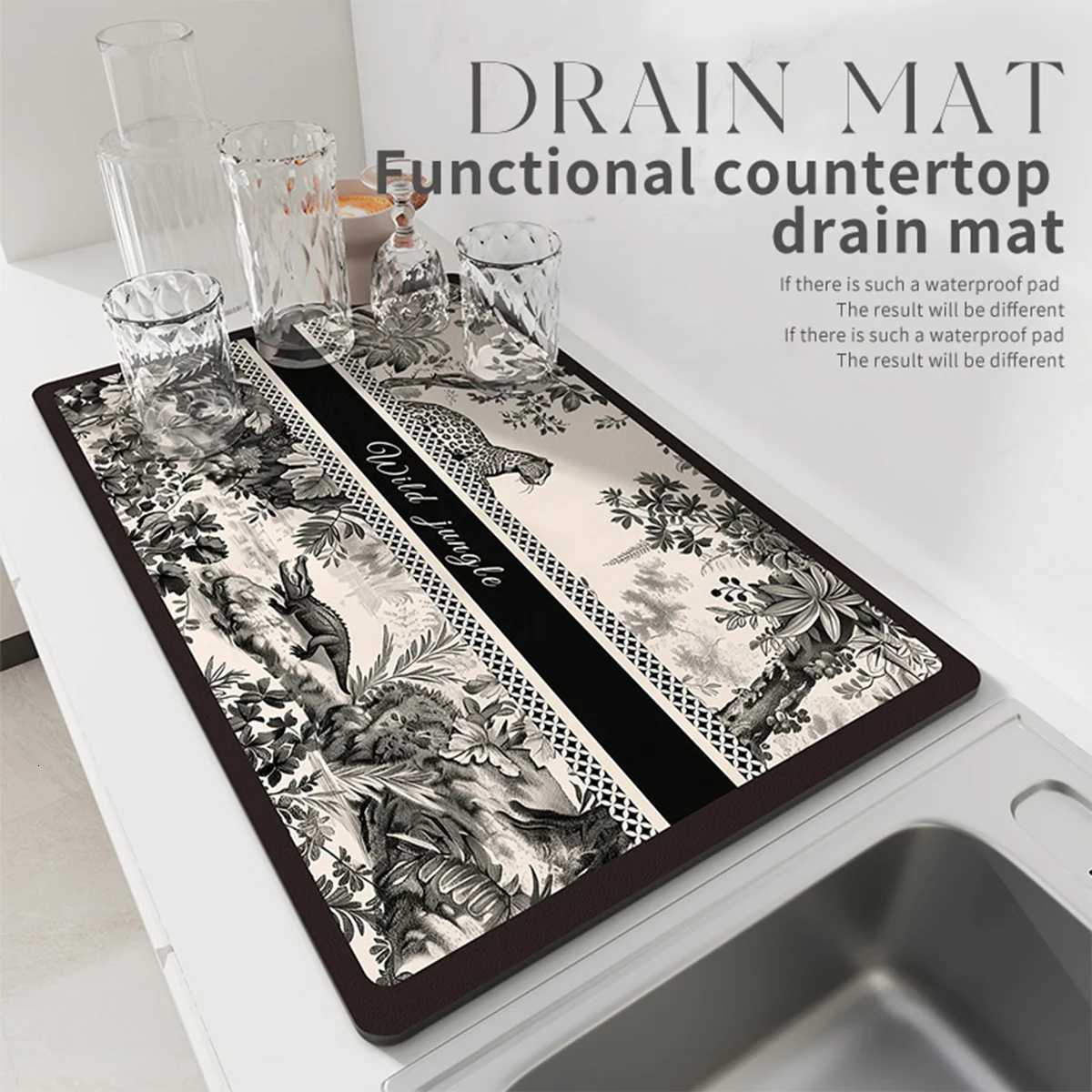 luxery Kitchen Dish Drying Mats Absorbent Coffee Machine Mat Drain Pad Tableware Quick Dry Counter Top Rug Non-slip Draining Placemat C251122