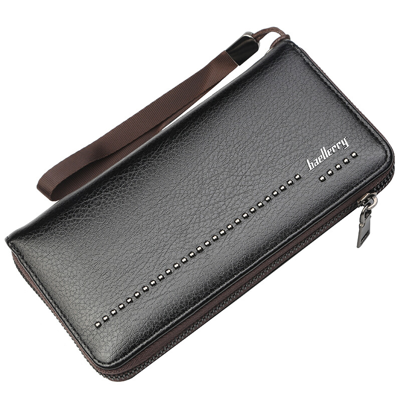 PU Leather Wallets hot Men Long Bifold Bag Zip Around Clutch Travel Purse For Checkbook Smartphone Cash With Wristlet