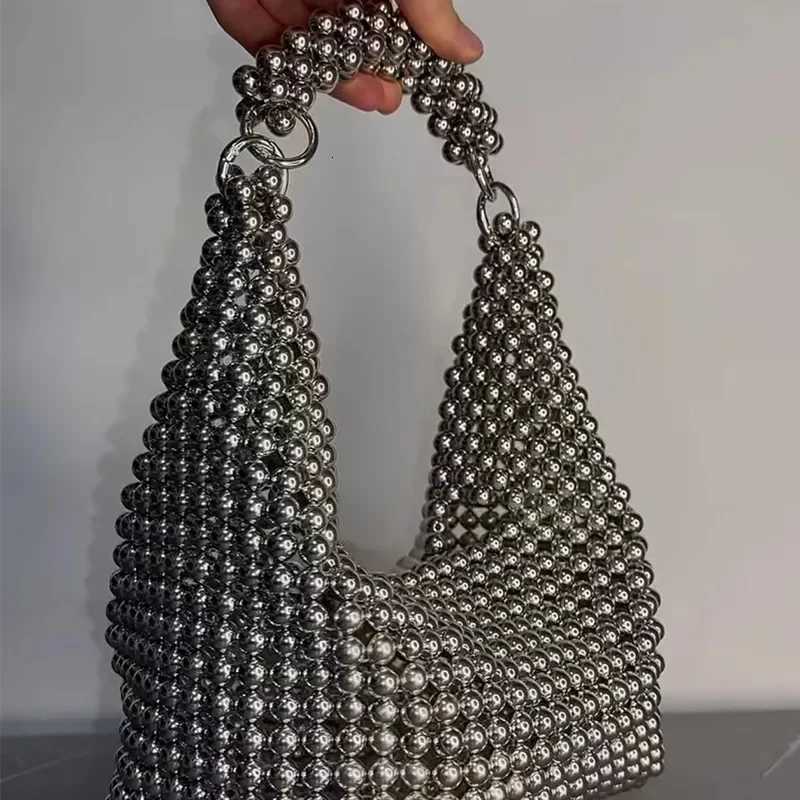 New Niche Design Handcrafted Woven Beaded Womens Bag Retro Silver Minimalist High-end Handbags for Women Custom Dinner Bags K251121