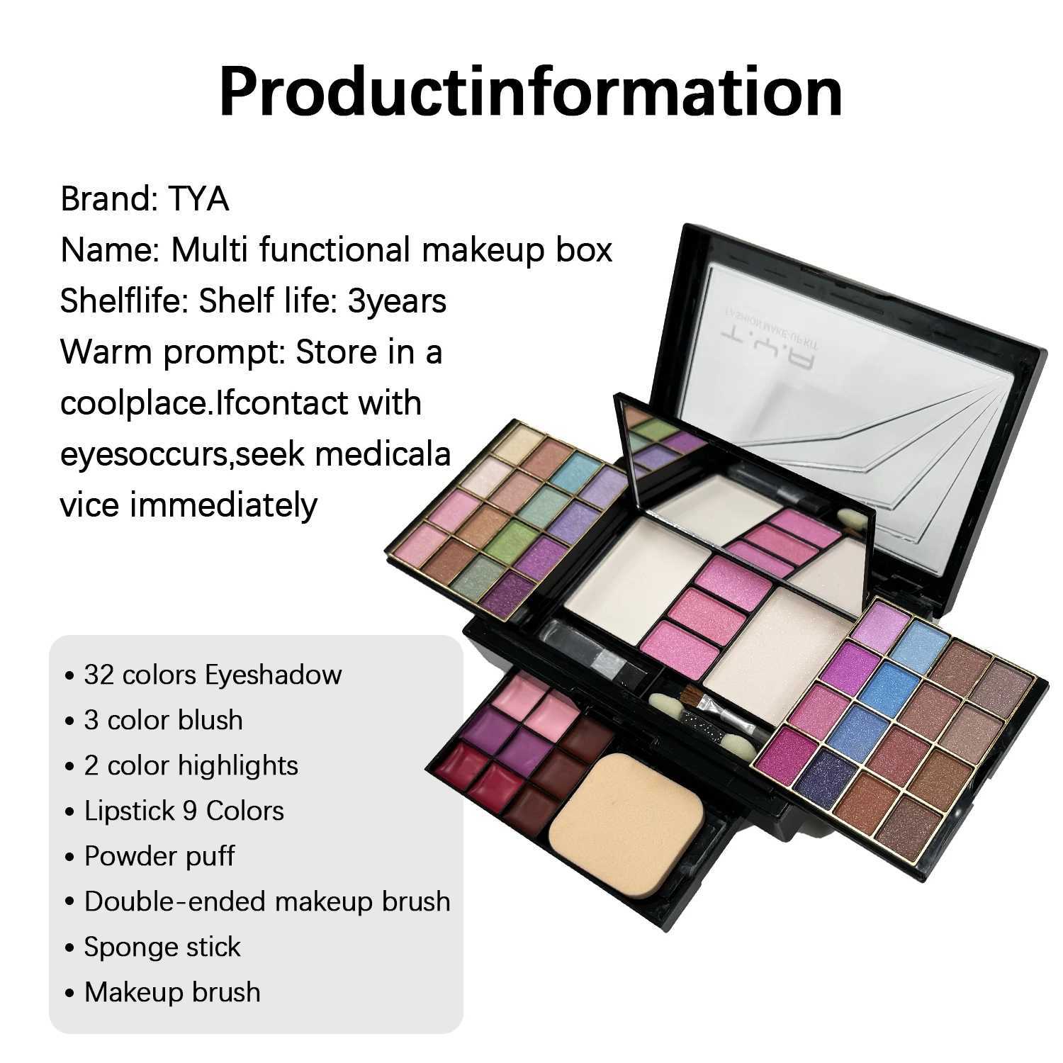 TYA Makeup set 46 colors Pearl eye shadow Powder puff Powder blusher Lip gloss set combination T6145T251122