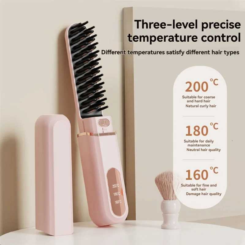 Mini Negative Hot Comb Cordless Portable Straightening Brush Hair Straightener For WomenT251122