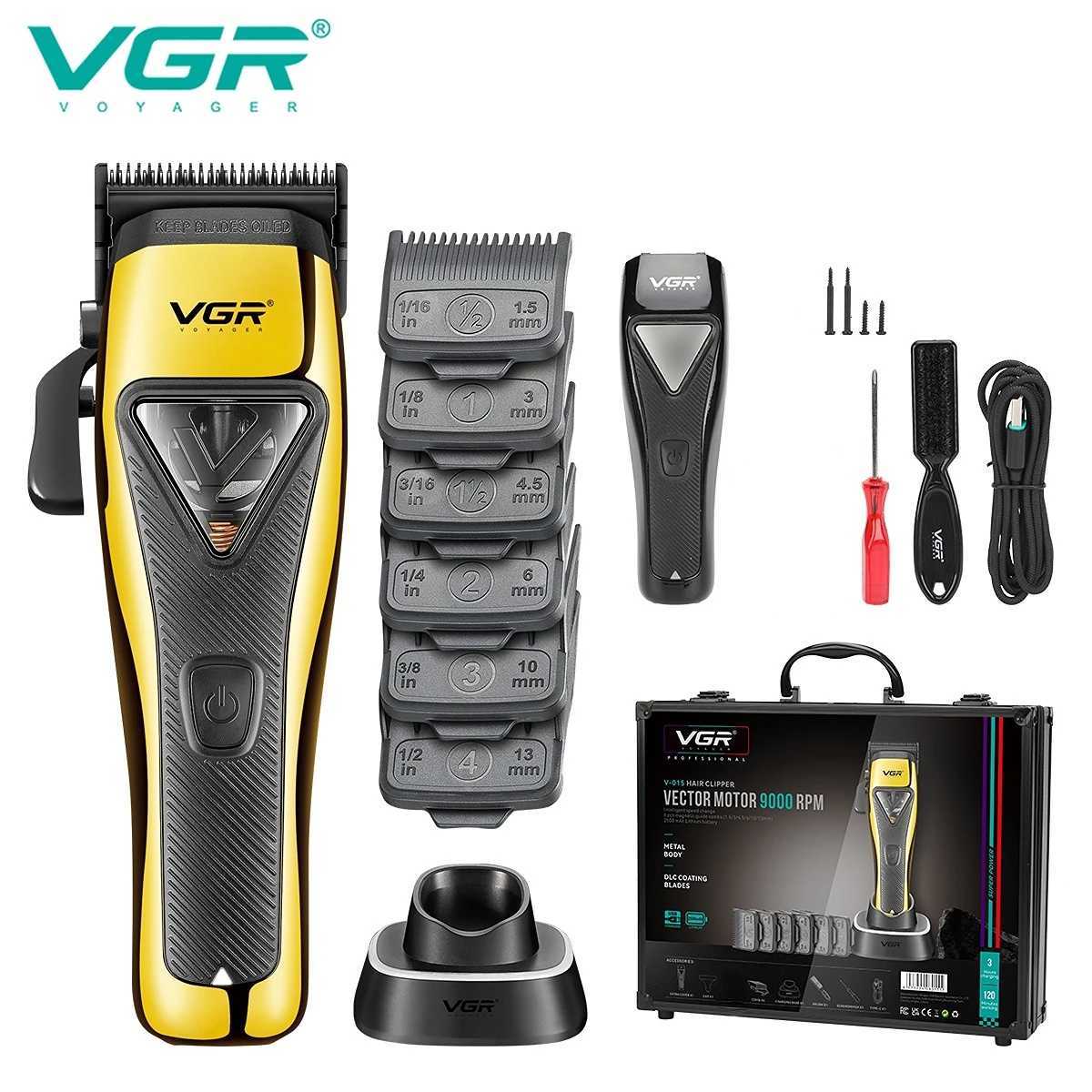 VGR Hair Trimmer Professional Hair Clipper Vector Motor Hair Cutting Machine Barber 9000 RPM Cordless Trimmer for Men V-015 W251122