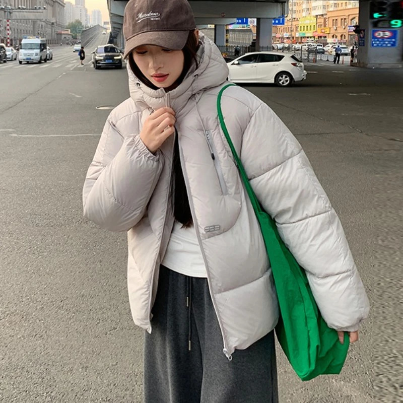 Autumn Winter 2025 Women Parkas Coat Korean Loose Hooded Thicken Warm Short Down Cotton Padded Jacket Female Outerwear Tops 251110